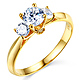 3-Stone Knife-Edge Cathedral Round-Cut CZ Engagement Ring in 14K Yellow Gold thumb 0