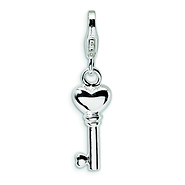 Sterling Silver Key Heart Charm Pendant