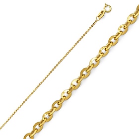 1.2mm 14K Yellow Gold Diamond-Cut Beveled Cable Chain Necklace 16-22in
