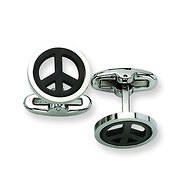Stainless Steel Two-Tone Peace Symbol Cufflinks
