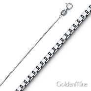 0.5mm 14K White Gold Box Link Chain Necklace 16-22in