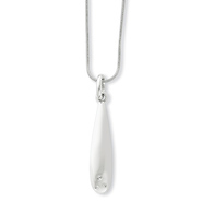 White Ice .925 Sterling Silver 0.03 TCW Petal Diamond Charm Necklace
