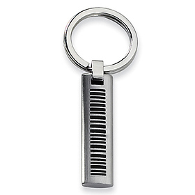 Stainless Steel Black Accent Brushed Key Ring
