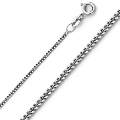 1.1mm 14K White Gold Curb Cuban Link Chain Necklace 16-20in