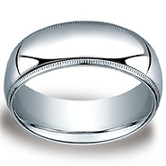 8mm Classic Light Comfort-Fit Dome Milgrain Men's Wedding Band - Platinum