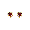 5mm Heart 14K Yellow Gold Garnet CZ January Birthstone Stud Earrings