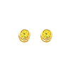 14K Yellow Gold Round Citrine CZ November Birthstone Stud Earrings