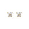 14K Yellow Gold White Topaz CZ April Birthstone Butterfly Stud Earrings