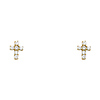 Mini 14K Yellow Gold Cross CZ Stud Earrings