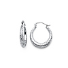 Crescent Diamond-Cut Petite Hoop Earrings - 14K White Gold 0.6 inch