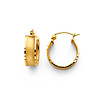 Thick Faceted Satin Mini Hoop Earrings - 14K Yellow Gold 5mm x 0.47 inch
