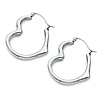 Heart-Shape Medium Hoop Earrings - 14K White Gold