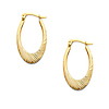 Diamond-Cut Smooth Medium Oval Hoop Earrings -  14K Yellow Gold