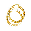 Twisted Open Diamond-Cut Medium Hoop Earrings - 14K Yellow Gold 1.6 inch