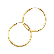 Polished Endless Medium Hoop Earrings - 14K Yellow Gold 1.5mm x 1 inch