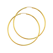 Polished Endless Large Hoop Earrings - 14K Yellow Gold 2mm x 2.16 inch
