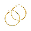 Polished Round Medium Hoop Earrings - 14K Yellow Gold 2mm x 1.38 inch