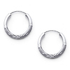 Diamond-Cut Satin Endless Mini Hoop Earrings - 14K White Gold 2mm x 0.6 inch
