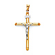 Large Rod Crucifix Pendant in 14K Two-Tone Gold - Classic 49mm thumb 0