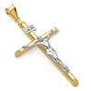 Large Rod Crucifix Pendant in 14K Two-Tone Gold - Classic 42mm
