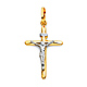 Small Tapered Crucifix Pendant in 14K Two-Tone Gold - Classic 25mm H thumb 0