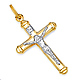 Small Tube Crucifix Pendant in 14K Two-Tone Gold thumb 0