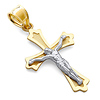 Small Patonce Crucifix Pendant in 14K Two-Tone Gold