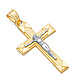 Small Contemporary Rectangular Crucifix Pendant in 14K Two-Tone Gold thumb 0