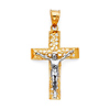 Small Weaving Heart Open Crucifix Pendant in 14K Two-Tone Gold