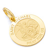 Petite Saint Michael Round Medal Pendant in 14K Yellow Gold