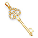 Antique-Style Filigree Cubic Zirconia Key Pendant in 14K Yellow Gold - Small thumb 0