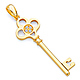 Clover Key Pendant with CZ Accents in 14K Yellow Gold - Small thumb 0