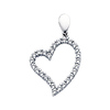Curved 14K White Gold CZ Heart Pendant