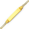 3.0mm White Pave Mens Concave Curb 14K Yellow Gold ID Bracelet