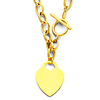 14K Yellow Gold Heart Charm Hollow Link Necklace - 18in