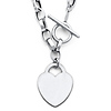 14K White Gold Heart Charm Hollow Link Necklace