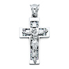 Medium Flat Baguette CZ Crucifix Pendant - Sterling Silver (Rhodium)