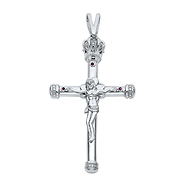 Extra Large Irish Crown of Glory CZ Rhodium Sterling Silver Crucifix Pendant