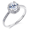 Halo 1-CT Round-Cut CZ Engagement Ring & Side Stones in Sterling Silver (Rhodium)