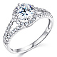 Split Shank Halo 1-CT Round CZ Engagement Ring in Sterling Silver (Rhodium) thumb 0