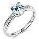 1-CT Basket Cathedral Round-Cut & Pave CZ Engagement Ring in 14K White Gold thumb 0
