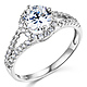 Split Shank Halo 1-CT Round Cubic Zirconia Engagement Ring in 14K White Gold thumb 0