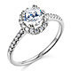 Halo Round-Cut CZ Engagement Ring with Side Stones in 14K White Gold thumb 0