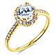 Halo 1-CT Round-Cut Cubic Zirconia Engagement Ring in 14K Yellow Gold thumb 0