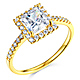 1-CT Princess-Cut & Round Side Halo CZ Engagement Ring in 14K Yellow Gold thumb 0