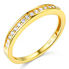 17-Stone Pave-Set Round-Cut CZ Wedding Band in 14K Yellow Gold 0.2ctw