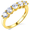 3mm Trellis Prong Round CZ Wedding Band in 14K Yellow Gold