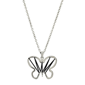 Stainless Steel Butterfly Necklace with Rubber Accent