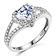 Split Shank Halo 1-CT Heart-Cut CZ Engagement Ring in 14K White Gold thumb 0
