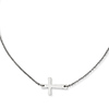 Polished Stainless Steel Sideways Cross  Necklace